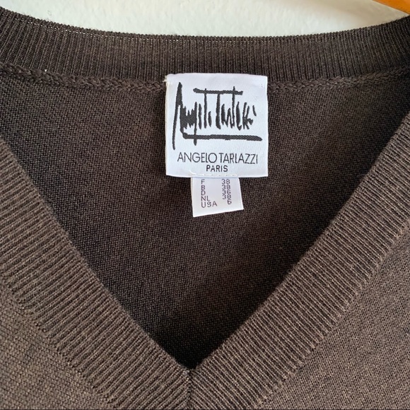 Angelo Tarlazzi Dark Brown Oversized V-Neck Sweater sz 6 - Picture 2 of 7